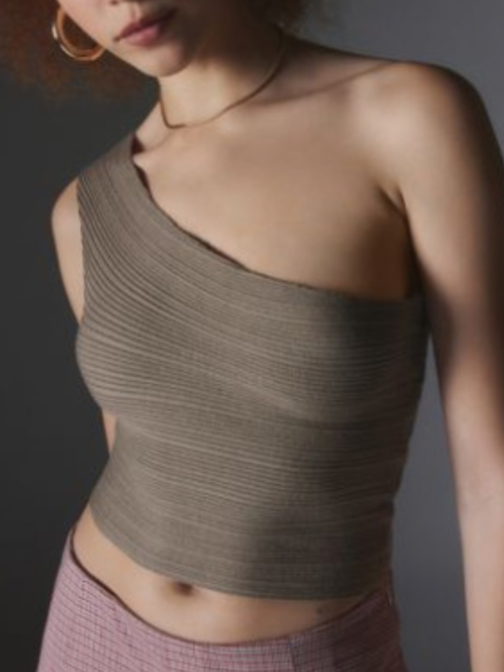 Silence + Noise Naomi one shoulder ribbed top